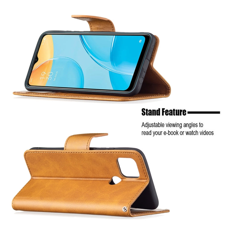 For OPPO A15 Retro Lambskin Texture Pure Color Horizontal Flip PU Leather Case with Holder & Card Slots & Wallet & Lanyard