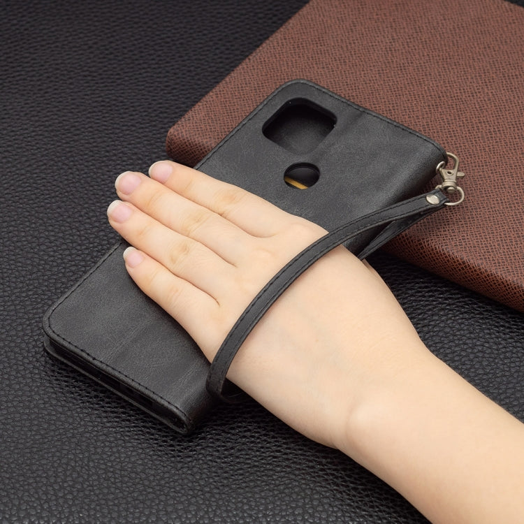 For OPPO A15 Retro Lambskin Texture Pure Color Horizontal Flip PU Leather Case with Holder & Card Slots & Wallet & Lanyard