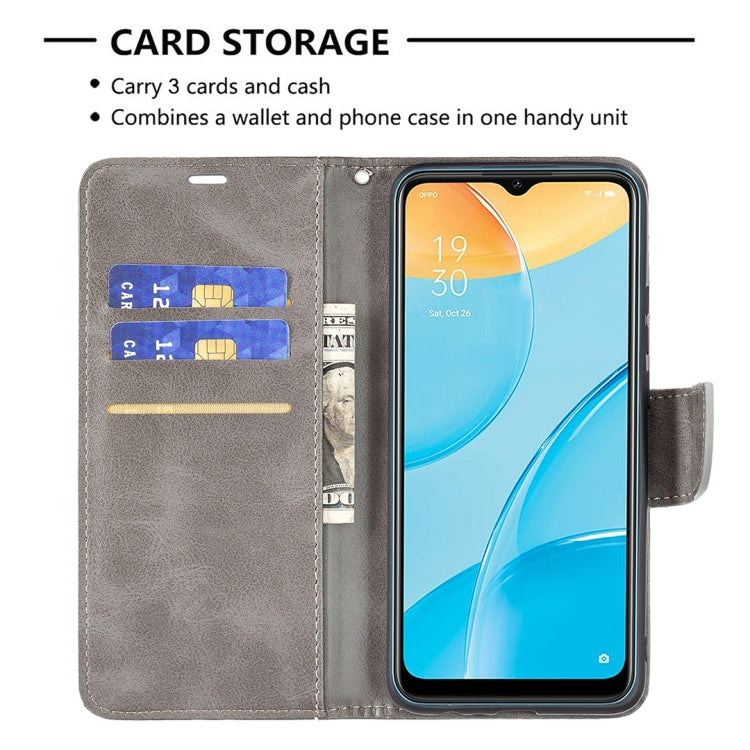 For OPPO A15 Retro Lambskin Texture Pure Color Horizontal Flip PU Leather Case with Holder & Card Slots & Wallet & Lanyard