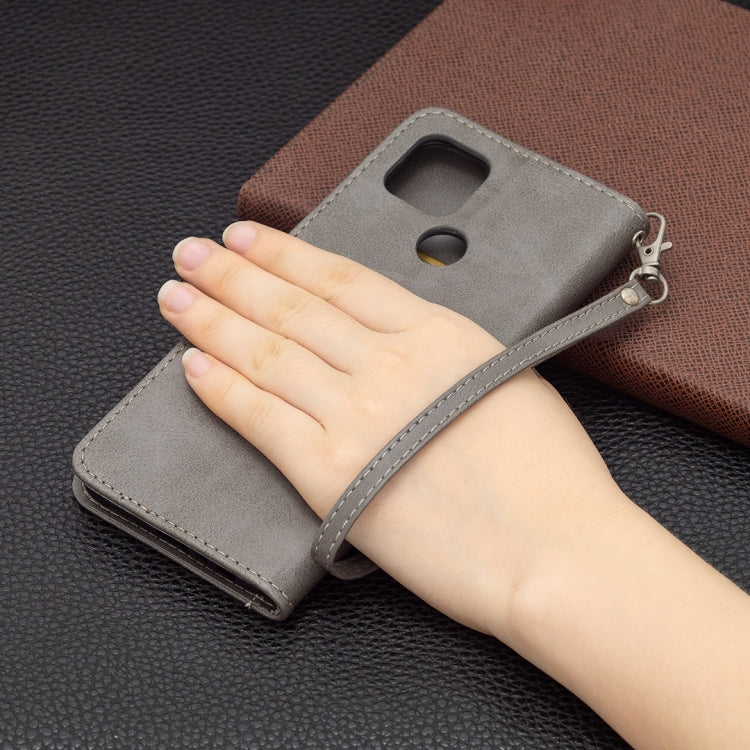 For OPPO A15 Retro Lambskin Texture Pure Color Horizontal Flip PU Leather Case with Holder & Card Slots & Wallet & Lanyard