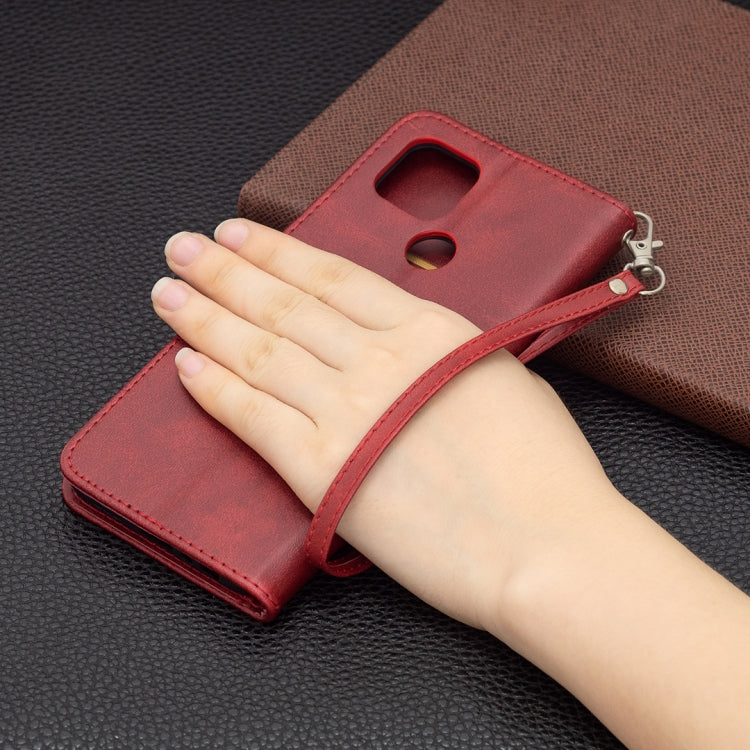 For OPPO A15 Retro Lambskin Texture Pure Color Horizontal Flip PU Leather Case with Holder & Card Slots & Wallet & Lanyard