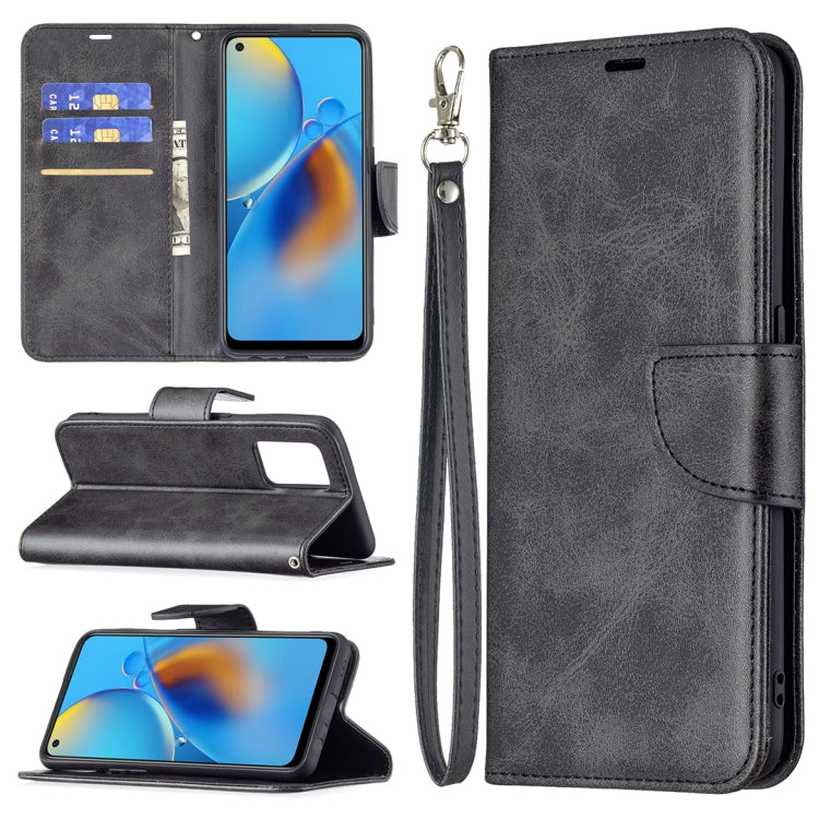 For OPPO A74 4G / F19 4G Retro Lambskin Texture Pure Color Horizontal Flip PU Leather Case with Holder & Card Slots & Wallet & Lanyard