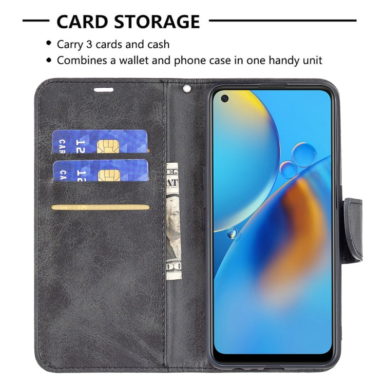 For OPPO A74 4G / F19 4G Retro Lambskin Texture Pure Color Horizontal Flip PU Leather Case with Holder & Card Slots & Wallet & Lanyard