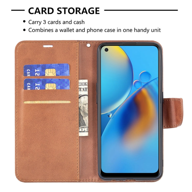For OPPO A74 4G / F19 4G Retro Lambskin Texture Pure Color Horizontal Flip PU Leather Case with Holder & Card Slots & Wallet & Lanyard