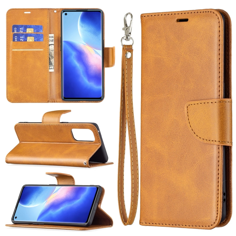 For OPPO Reno5 Pro 5G Retro Lambskin Texture Pure Color Horizontal Flip PU Leather Case with Holder & Card Slots & Wallet & Lanyard