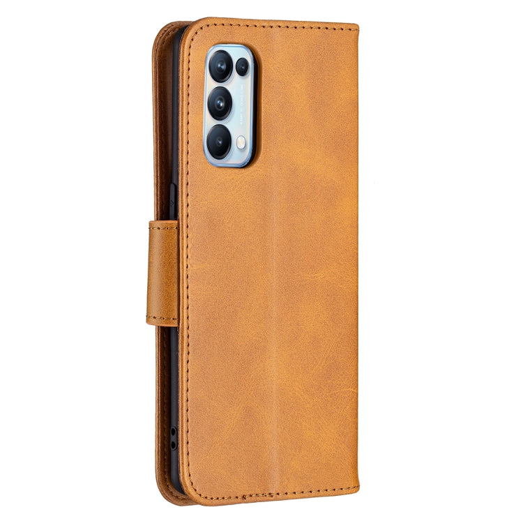 For OPPO Reno5 Pro 5G Retro Lambskin Texture Pure Color Horizontal Flip PU Leather Case with Holder & Card Slots & Wallet & Lanyard