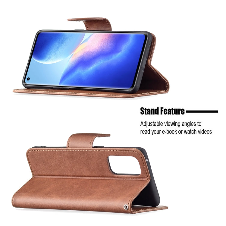 For OPPO Reno5 Pro 5G Retro Lambskin Texture Pure Color Horizontal Flip PU Leather Case with Holder & Card Slots & Wallet & Lanyard
