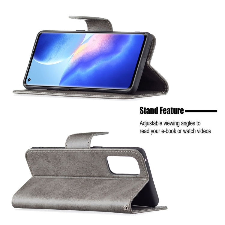 For OPPO Reno5 Pro 5G Retro Lambskin Texture Pure Color Horizontal Flip PU Leather Case with Holder & Card Slots & Wallet & Lanyard