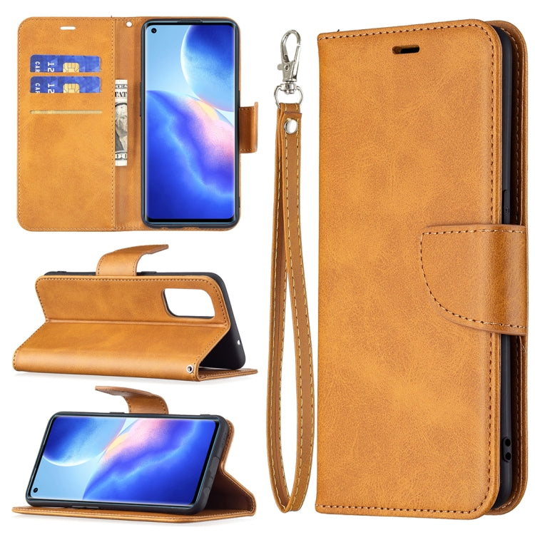 For OPPO Reno5 5G Retro Lambskin Texture Pure Color Horizontal Flip PU Leather Case with Holder & Card Slots & Wallet & Lanyard