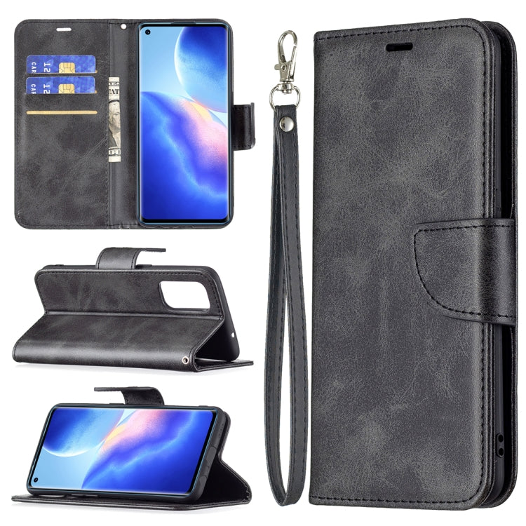 For OPPO Reno5 5G Retro Lambskin Texture Pure Color Horizontal Flip PU Leather Case with Holder & Card Slots & Wallet & Lanyard