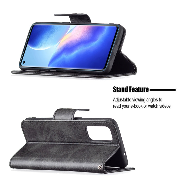 For OPPO Reno5 5G Retro Lambskin Texture Pure Color Horizontal Flip PU Leather Case with Holder & Card Slots & Wallet & Lanyard