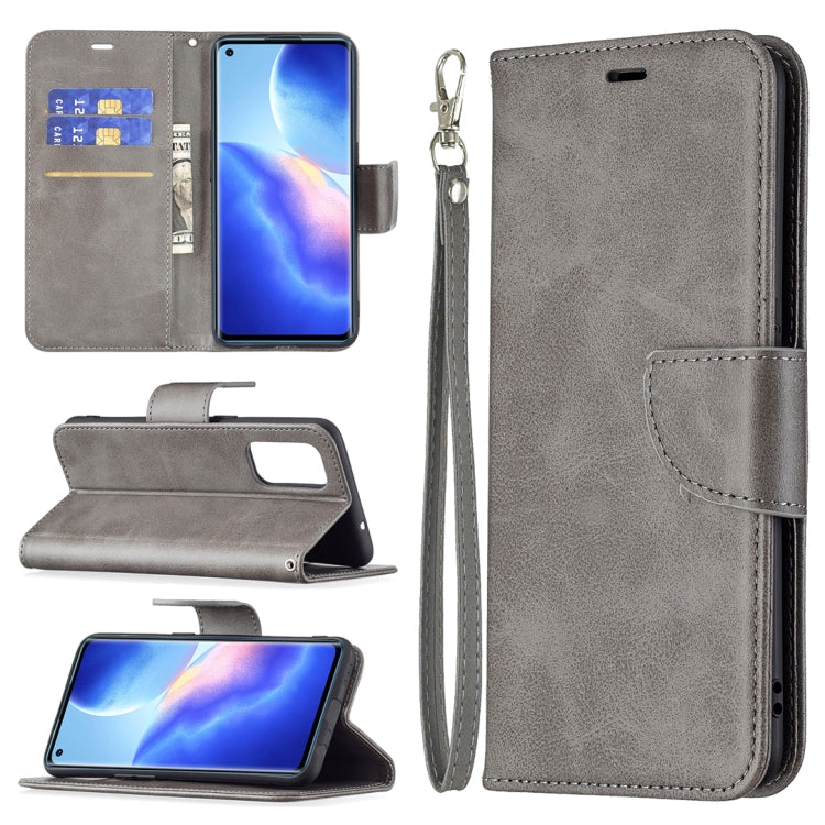 For OPPO Reno5 5G Retro Lambskin Texture Pure Color Horizontal Flip PU Leather Case with Holder & Card Slots & Wallet & Lanyard