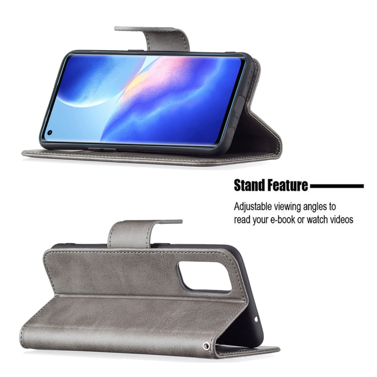 For OPPO Reno5 5G Retro Lambskin Texture Pure Color Horizontal Flip PU Leather Case with Holder & Card Slots & Wallet & Lanyard