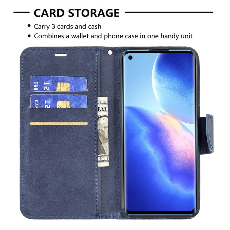 For OPPO Reno5 5G Retro Lambskin Texture Pure Color Horizontal Flip PU Leather Case with Holder & Card Slots & Wallet & Lanyard