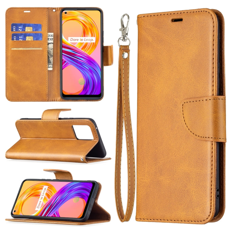 For OPPO Realme 8/Realme 8 Pro Retro Lambskin Texture Pure Color Horizontal Flip PU Leather Case with Holder & Card Slots & Wallet & Lanyard