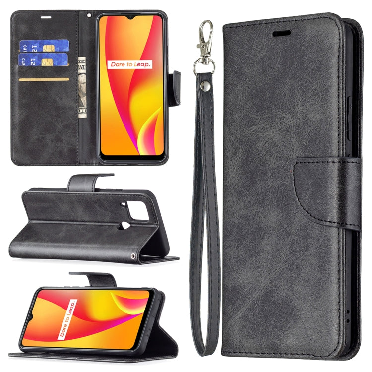 For OPPO Realme C15/C12/C25 Retro Lambskin Texture Pure Color Horizontal Flip PU Leather Case with Holder & Card Slots & Wallet & Lanyard