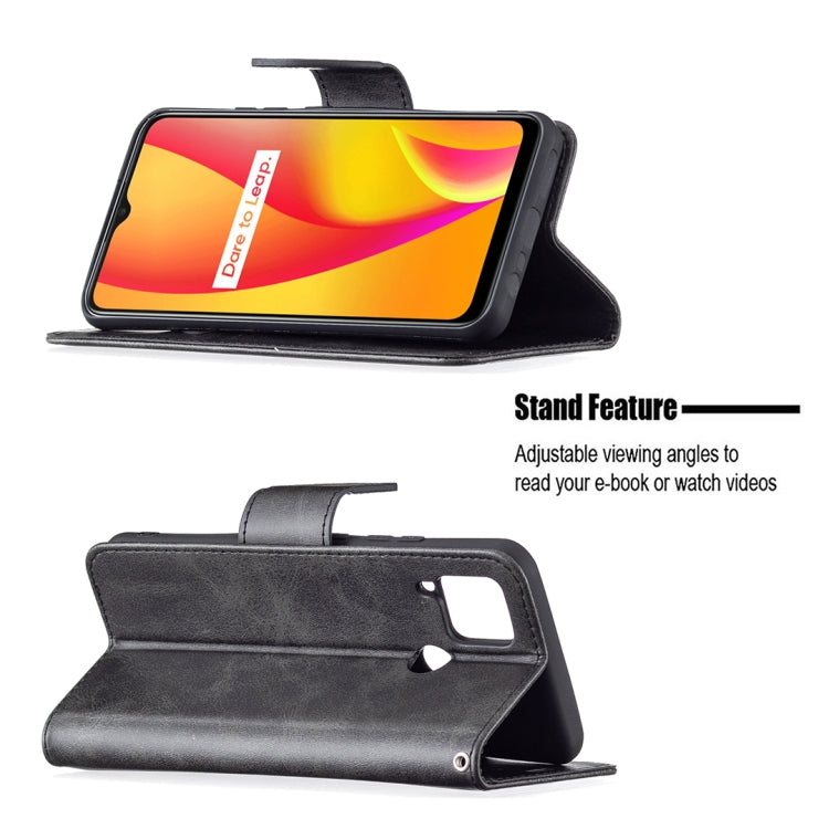 For OPPO Realme C15/C12/C25 Retro Lambskin Texture Pure Color Horizontal Flip PU Leather Case with Holder & Card Slots & Wallet & Lanyard