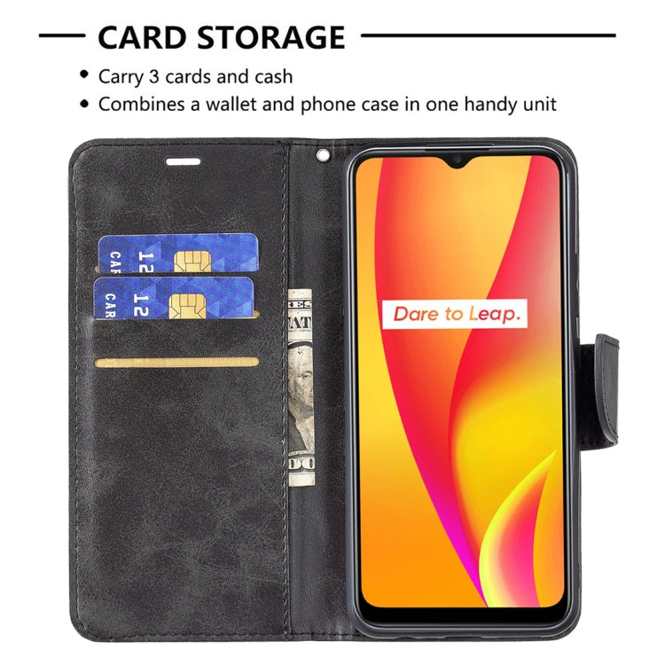 For OPPO Realme C15/C12/C25 Retro Lambskin Texture Pure Color Horizontal Flip PU Leather Case with Holder & Card Slots & Wallet & Lanyard