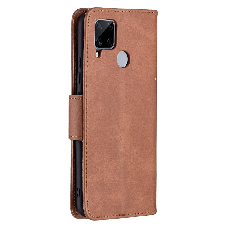 For OPPO Realme C15/C12/C25 Retro Lambskin Texture Pure Color Horizontal Flip PU Leather Case with Holder & Card Slots & Wallet & Lanyard