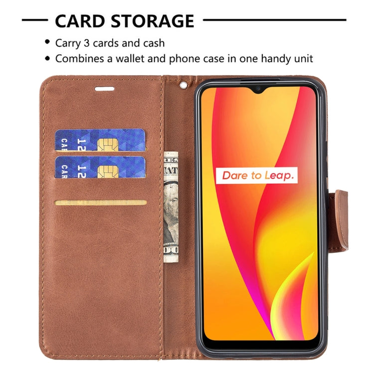 For OPPO Realme C15/C12/C25 Retro Lambskin Texture Pure Color Horizontal Flip PU Leather Case with Holder & Card Slots & Wallet & Lanyard