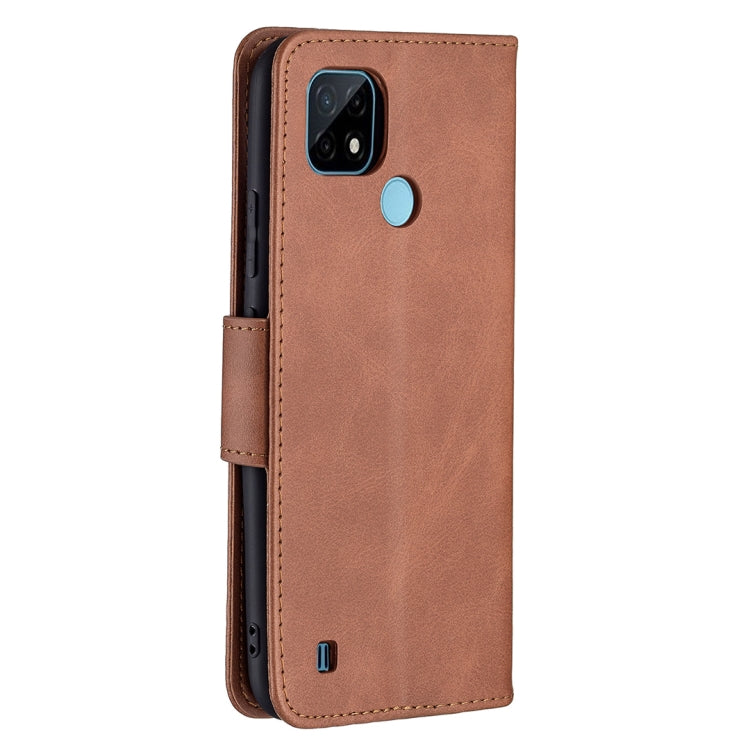 For OPPO Realme C21/C20 Retro Lambskin Texture Pure Color Horizontal Flip PU Leather Case with Holder & Card Slots & Wallet & Lanyard