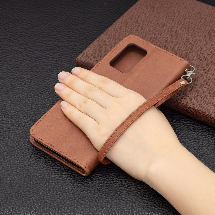 For OPPO Realme 8 5G/Realme V13 5G Retro Lambskin Texture Pure Color Horizontal Flip PU Leather Case with Holder & Card Slots & Wallet & Lanyard