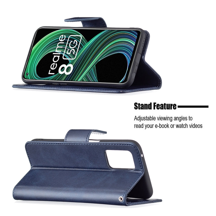 For OPPO Realme 8 5G/Realme V13 5G Retro Lambskin Texture Pure Color Horizontal Flip PU Leather Case with Holder & Card Slots & Wallet & Lanyard