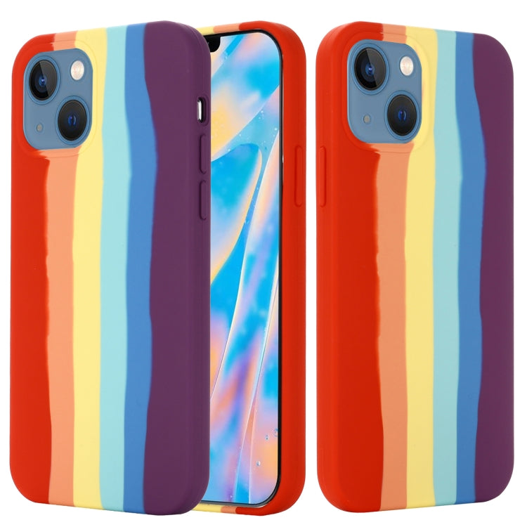 For iPhone 13 mini Rainbow Liquid Silicone Shockproof Full Coverage Protective Case
