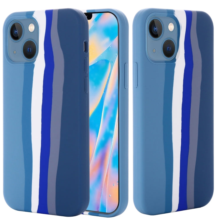 For iPhone 13 mini Rainbow Liquid Silicone Shockproof Full Coverage Protective Case