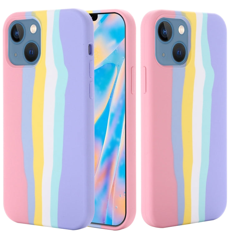 For iPhone 13 mini Rainbow Liquid Silicone Shockproof Full Coverage Protective Case