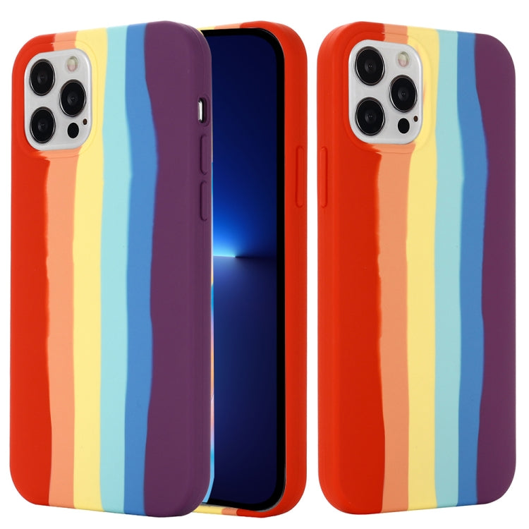 For iPhone 13 Pro Rainbow Liquid Silicone Shockproof Full Coverage Protective Case