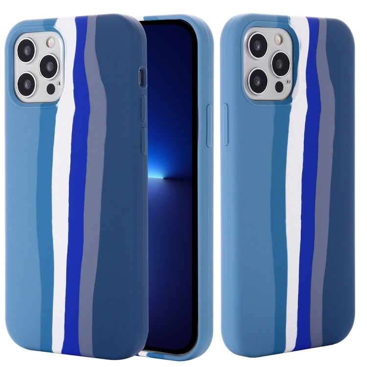 For iPhone 13 Pro Rainbow Liquid Silicone Shockproof Full Coverage Protective Case