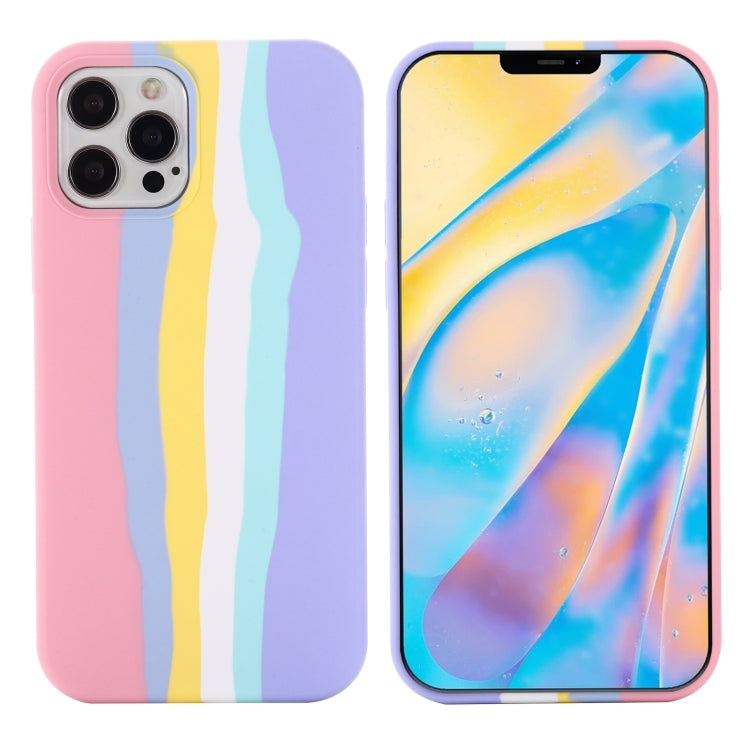 For iPhone 13 Pro Rainbow Liquid Silicone Shockproof Full Coverage Protective Case
