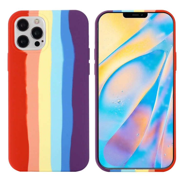 For iPhone 13 Pro Max Rainbow Liquid Silicone Shockproof Full Coverage Protective Case