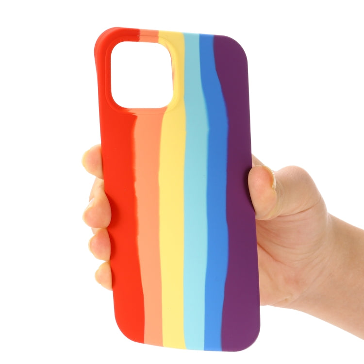 For iPhone 13 Pro Max Rainbow Liquid Silicone Shockproof Full Coverage Protective Case