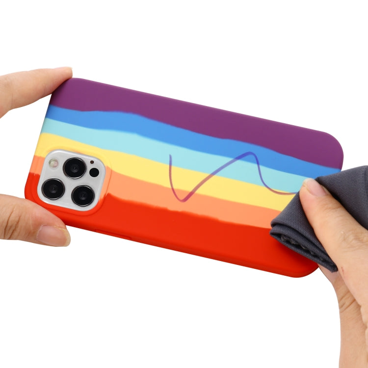 For iPhone 13 Pro Max Rainbow Liquid Silicone Shockproof Full Coverage Protective Case