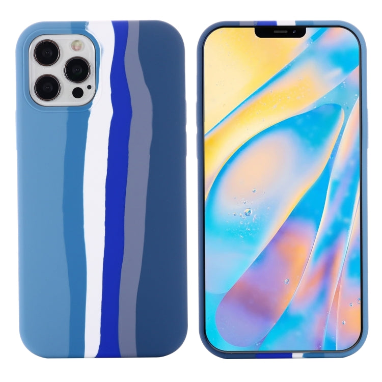 For iPhone 13 Pro Max Rainbow Liquid Silicone Shockproof Full Coverage Protective Case