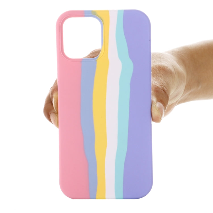 For iPhone 13 Pro Max Rainbow Liquid Silicone Shockproof Full Coverage Protective Case