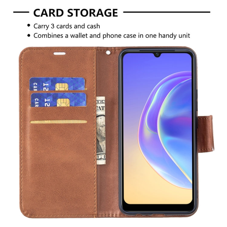 For vivo V21e 4G Retro Lambskin Texture Pure Color Horizontal Flip PU Leather Case with Holder & Card Slots & Wallet & Lanyard