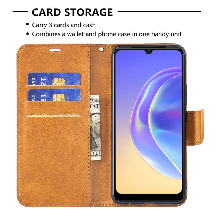 For vivo V21e 4G Retro Lambskin Texture Pure Color Horizontal Flip PU Leather Case with Holder & Card Slots & Wallet & Lanyard