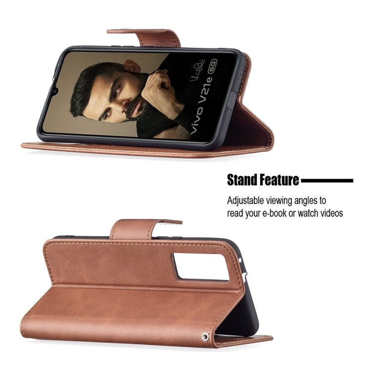 For vivo V21e 5G Retro Lambskin Texture Pure Color Horizontal Flip PU Leather Case with Holder & Card Slots & Wallet & Lanyard
