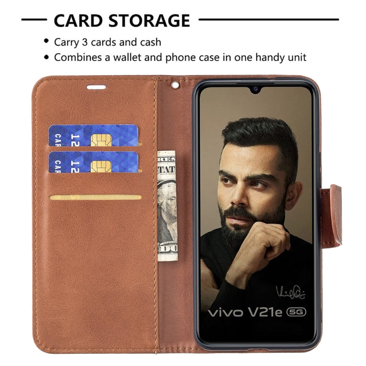 For vivo V21e 5G Retro Lambskin Texture Pure Color Horizontal Flip PU Leather Case with Holder & Card Slots & Wallet & Lanyard