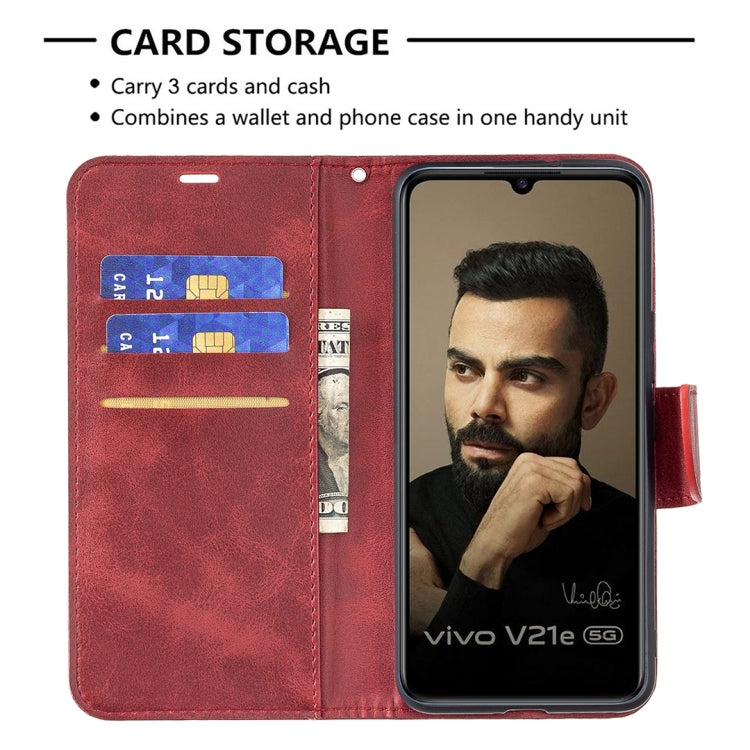 For vivo V21e 5G Retro Lambskin Texture Pure Color Horizontal Flip PU Leather Case with Holder & Card Slots & Wallet & Lanyard