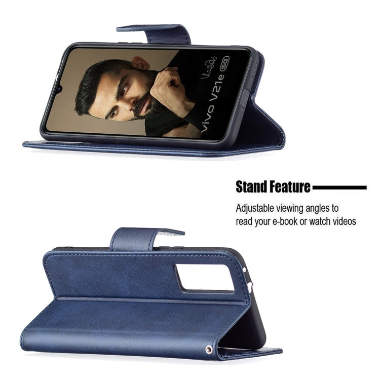 For vivo V21e 5G Retro Lambskin Texture Pure Color Horizontal Flip PU Leather Case with Holder & Card Slots & Wallet & Lanyard