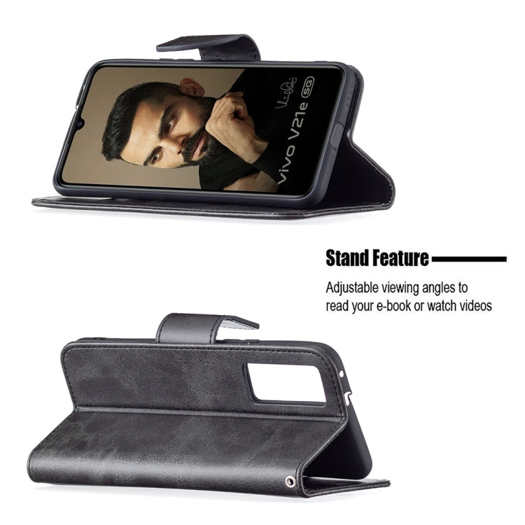 For vivo V21e 5G Retro Lambskin Texture Pure Color Horizontal Flip PU Leather Case with Holder & Card Slots & Wallet & Lanyard
