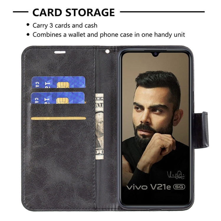 For vivo V21e 5G Retro Lambskin Texture Pure Color Horizontal Flip PU Leather Case with Holder & Card Slots & Wallet & Lanyard