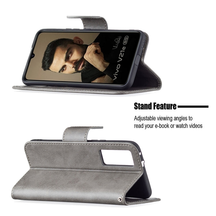 For vivo V21e 5G Retro Lambskin Texture Pure Color Horizontal Flip PU Leather Case with Holder & Card Slots & Wallet & Lanyard