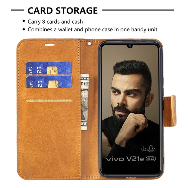 For vivo V21e 5G Retro Lambskin Texture Pure Color Horizontal Flip PU Leather Case with Holder & Card Slots & Wallet & Lanyard