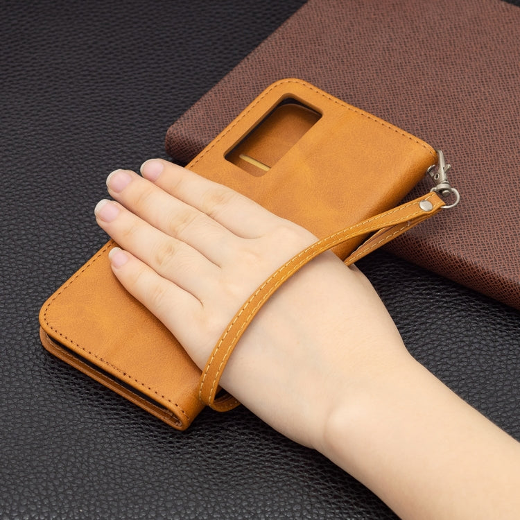 For vivo V21e 5G Retro Lambskin Texture Pure Color Horizontal Flip PU Leather Case with Holder & Card Slots & Wallet & Lanyard