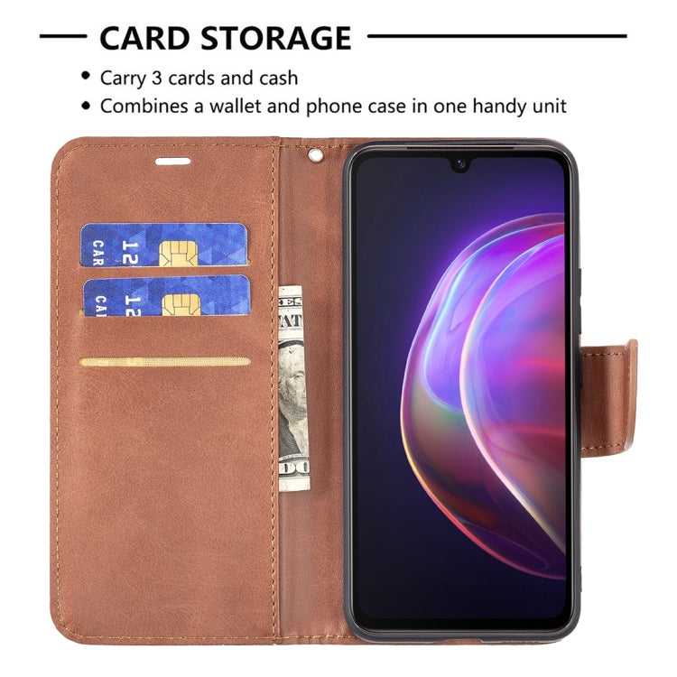For vivo V21 Retro Lambskin Texture Pure Color Horizontal Flip PU Leather Case with Holder & Card Slots & Wallet & Lanyard
